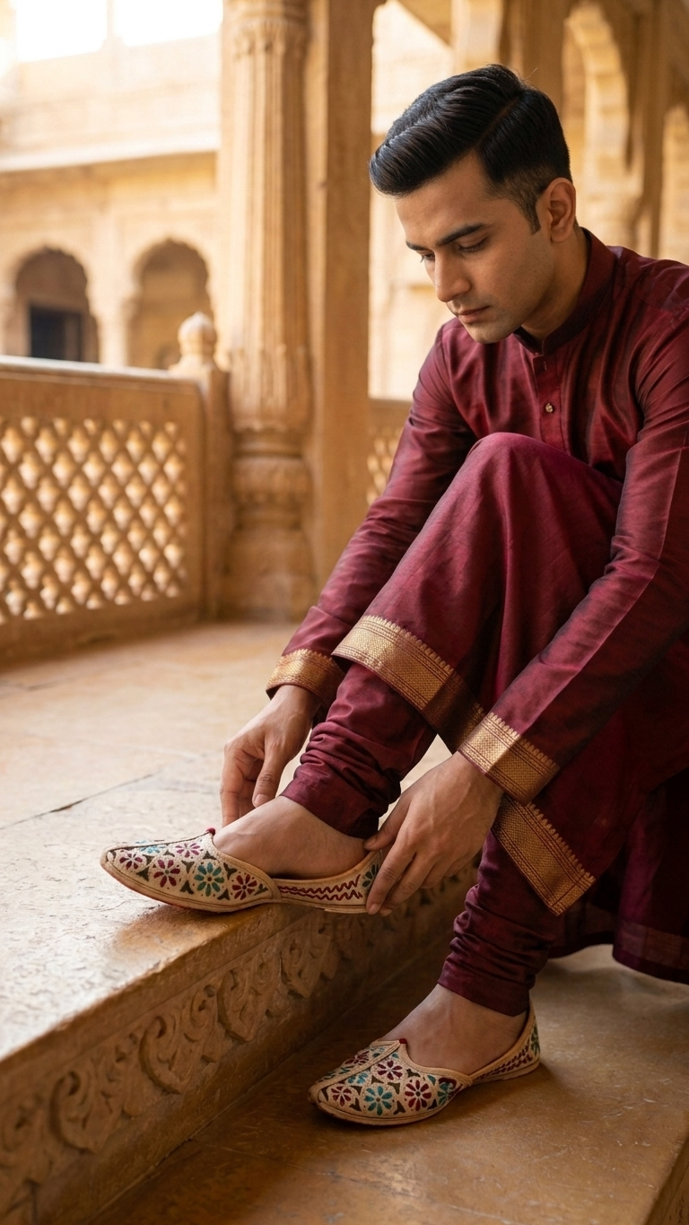 Handcrafted Floral Embroidered Mojari - Cream & Multicolor