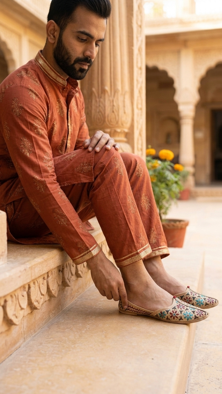 Handcrafted Floral Embroidered Mojari - Cream & Multicolor