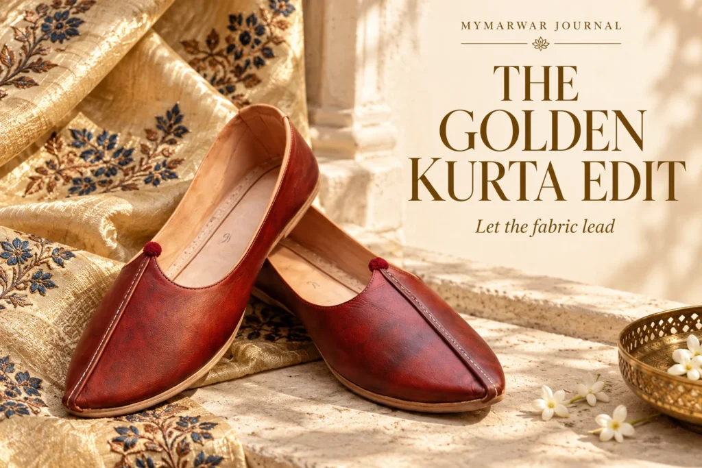 Shoes for Golden Kurta: Balance Shine, Threadwork and Neutral Trousers