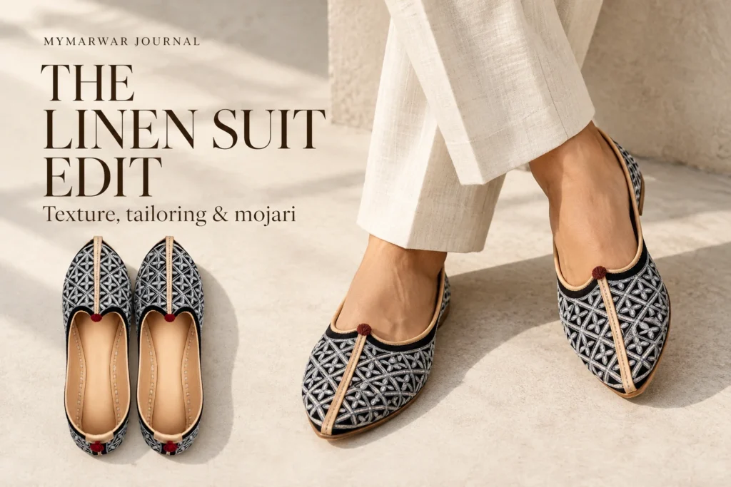 Mojari with a Linen Suit: Texture, Colour and Trouser-Hem Checks